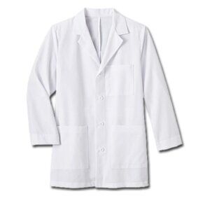 White Swan Meta Men's 4-Pocket Mid-Length Scrub Lab Coat - 1168 - White